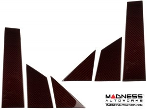 FIAT 500 Pillar Trim Set - Carbon Fiber - Red Candy - 6 pc set